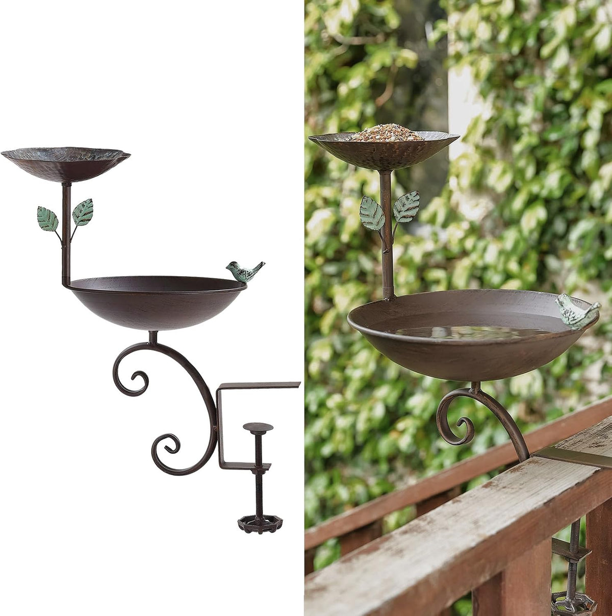 bird bath for deck railing, balcony bird feeder, main product view