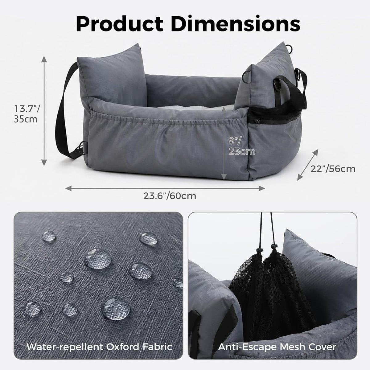 pawz road dog car seat, pet car bed, side view