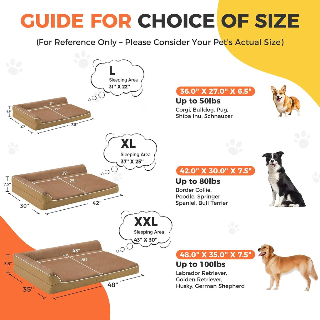 orthopedic dog bed for medium size dog, 36"x27"x6.5", side view