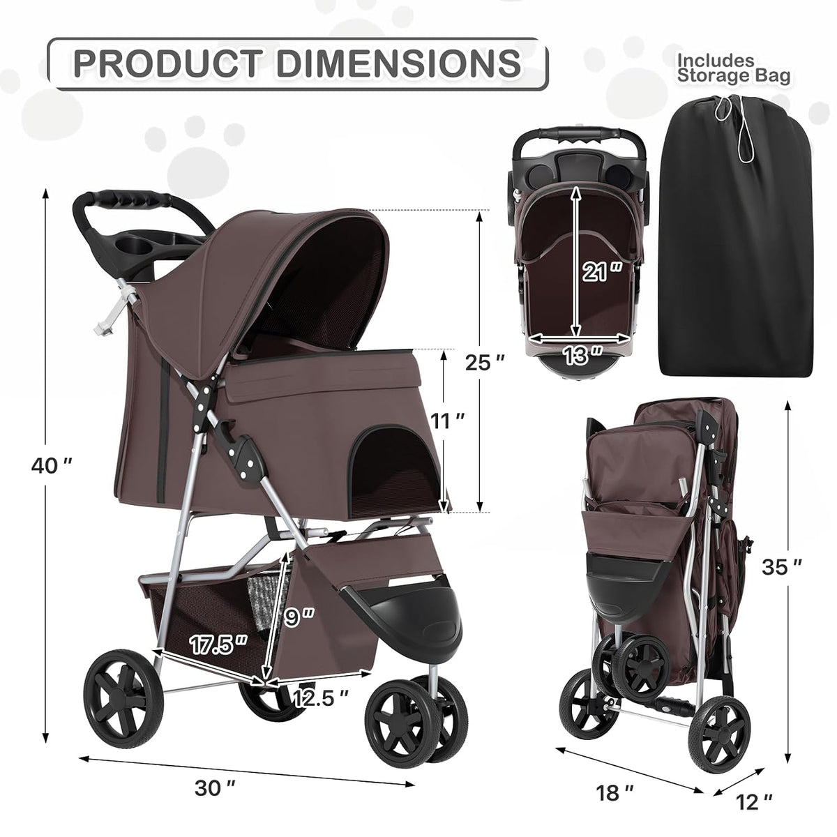 monibloom pet stroller for small/medium dogs and cats, close-up detail
