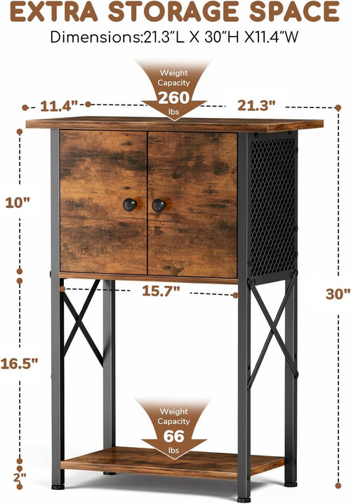 10 gallon fish tank stand with storage cabinet shown in use