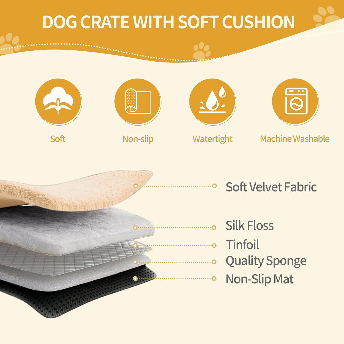 hzuaneri 63 in double dog crate furniture, dog showing dimensions