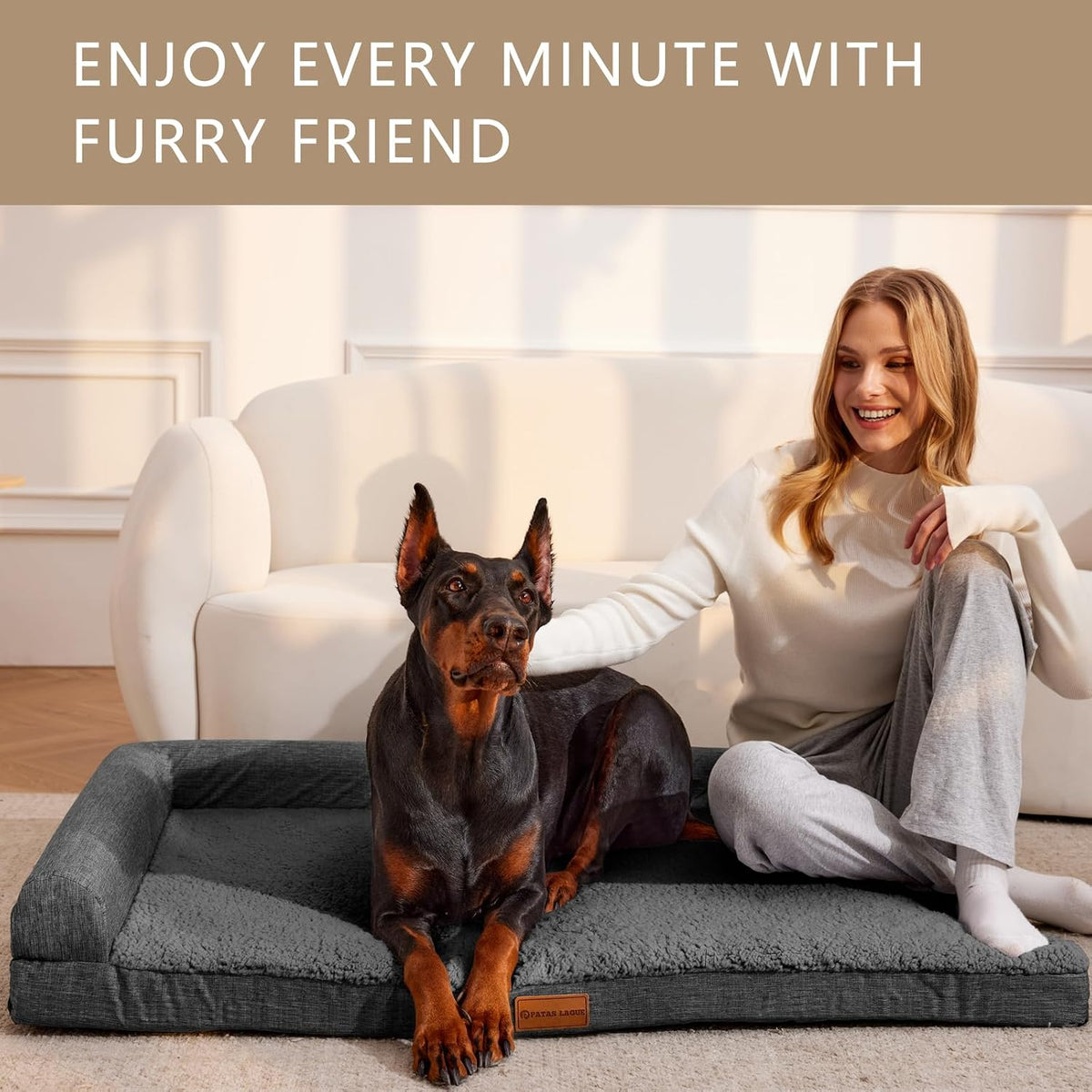 patas lague orthopedic large dog bed washable pet shown in use