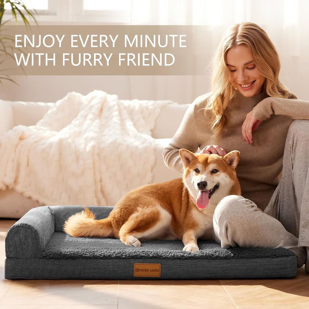 patas lague orthopedic large dog bed washable pet, close-up detail