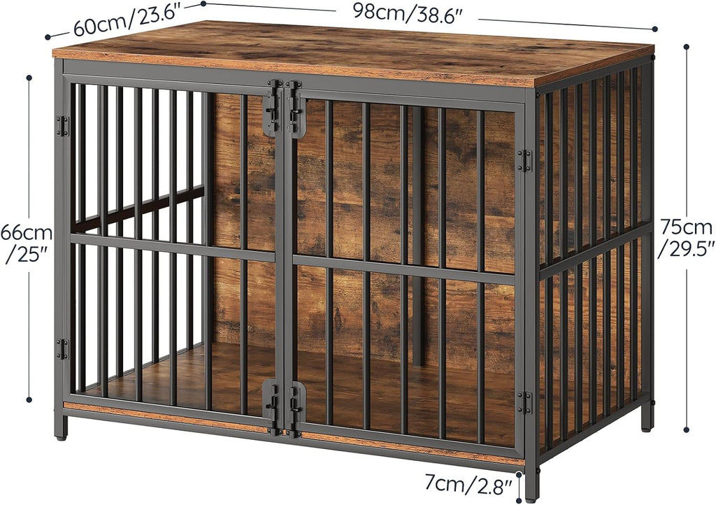 hoobro 38.6" dog crate furniture, wooden dog kennel, close-up detail