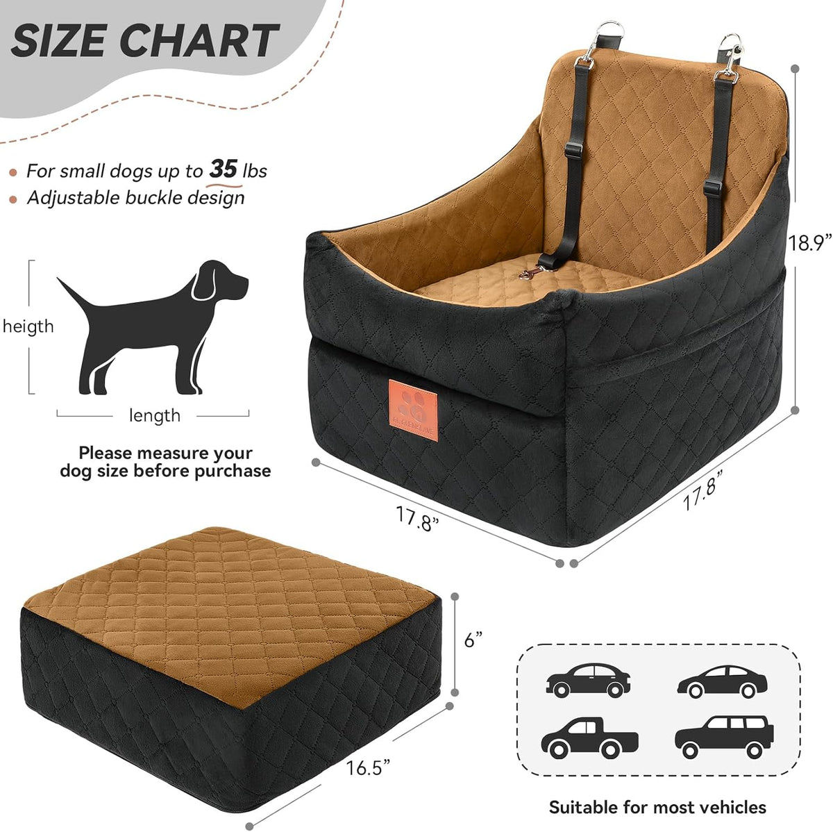 gl glenslave dog car seat for small/medium dogs, close-up detail