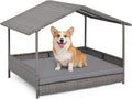 giantex outdoor wicker dog house with roof canopy, main product view
