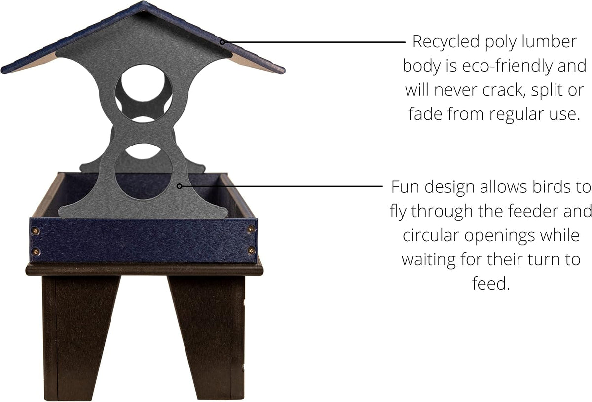 jcs wildlife large ground fly thru bird feeders showing dimensions