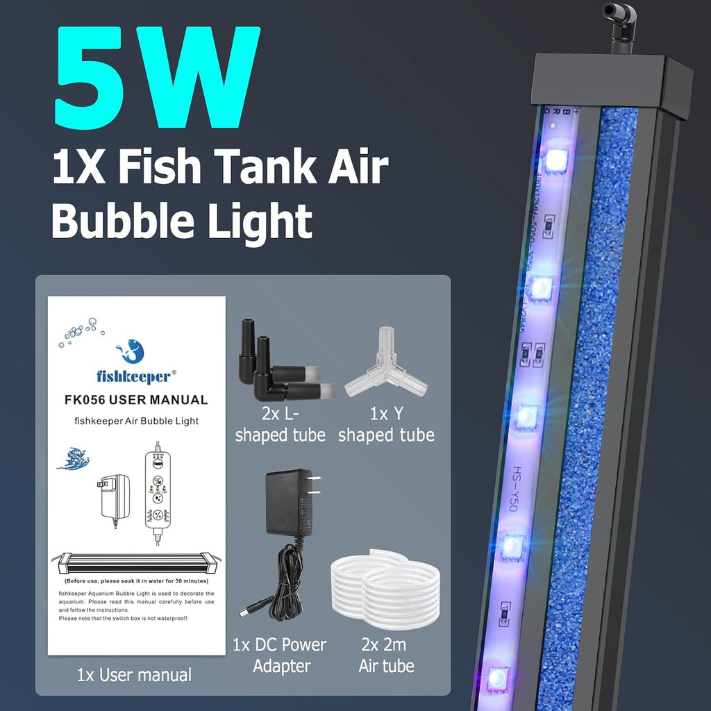 fishkeeper submersible fish tank light with air bubble on a desk or shelf