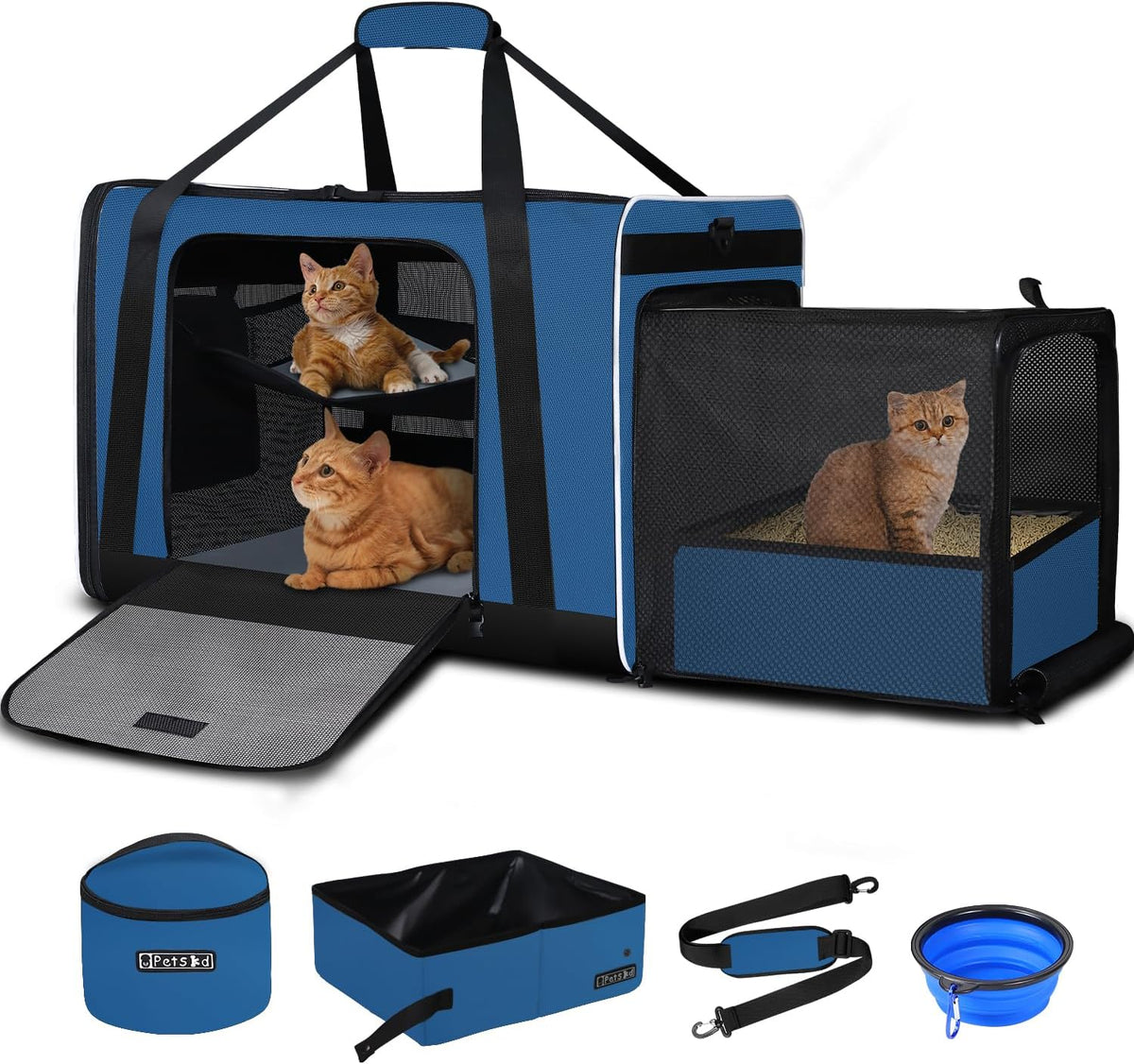petskd side expandable large cat carrier with litter, main product view