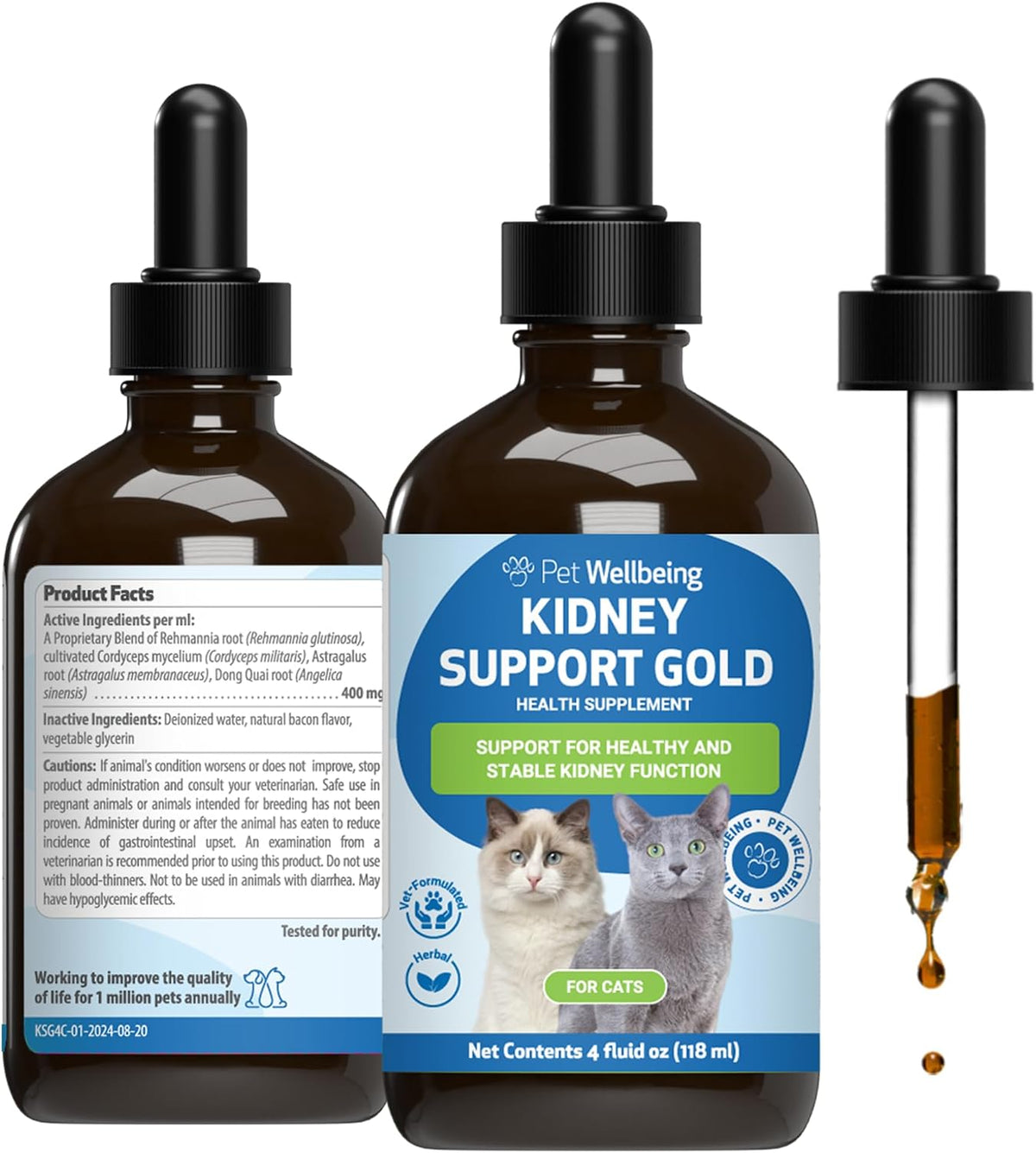 pet wellbeing kidney support gold for cats, main product view