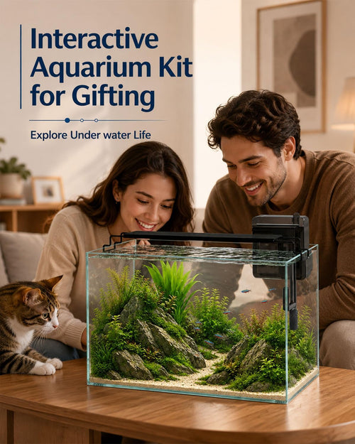 10 gallon glass aquarium kit, rimless fish tank shown in use