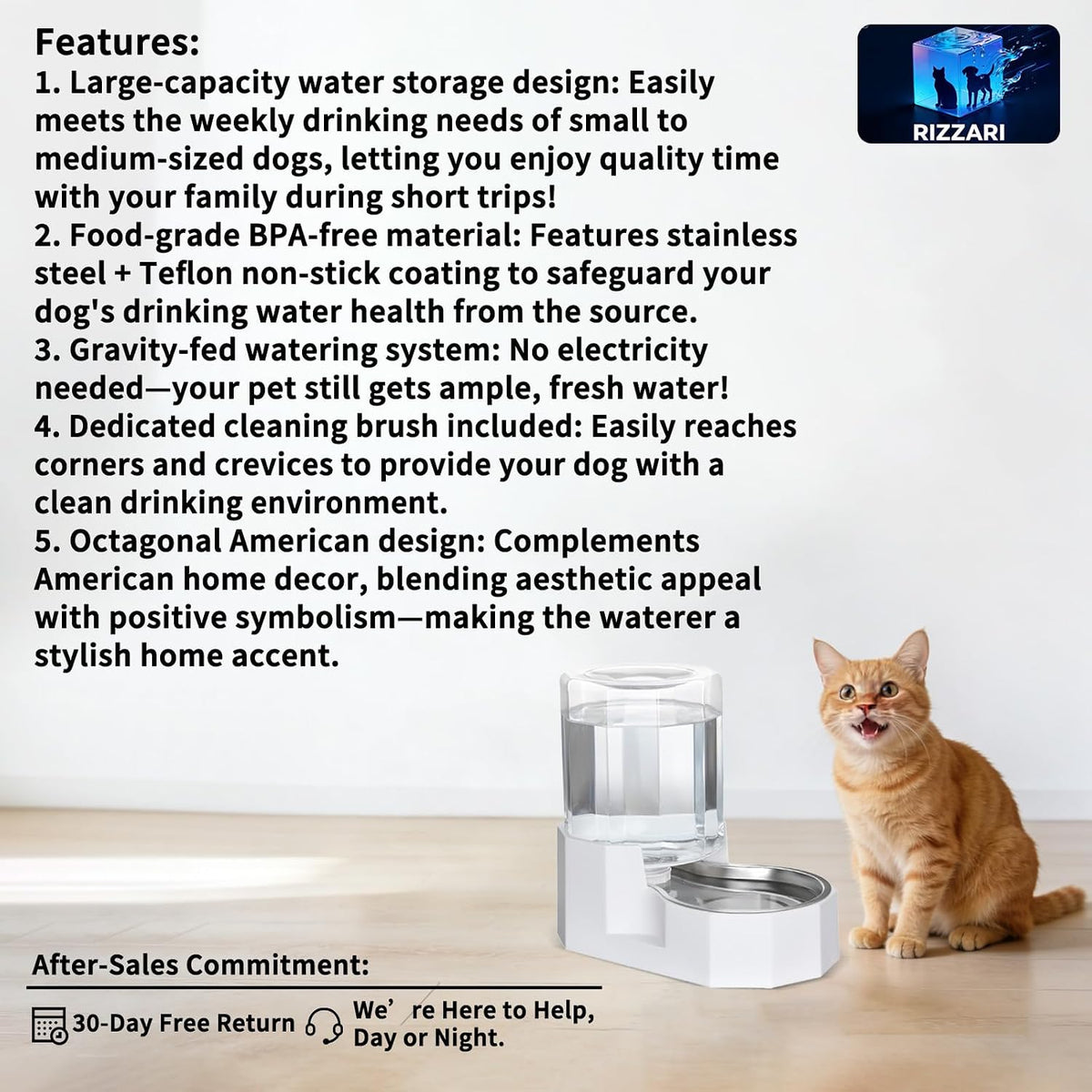 sfozstra 4l stainless steel gravity water dispenser:cat bowl shown in use