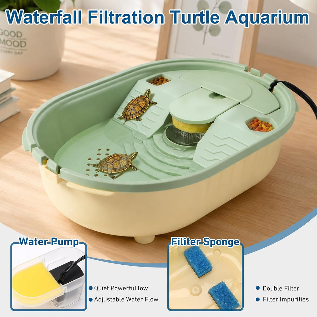 turtle tank kit, all in one turtle aquarium shown in use