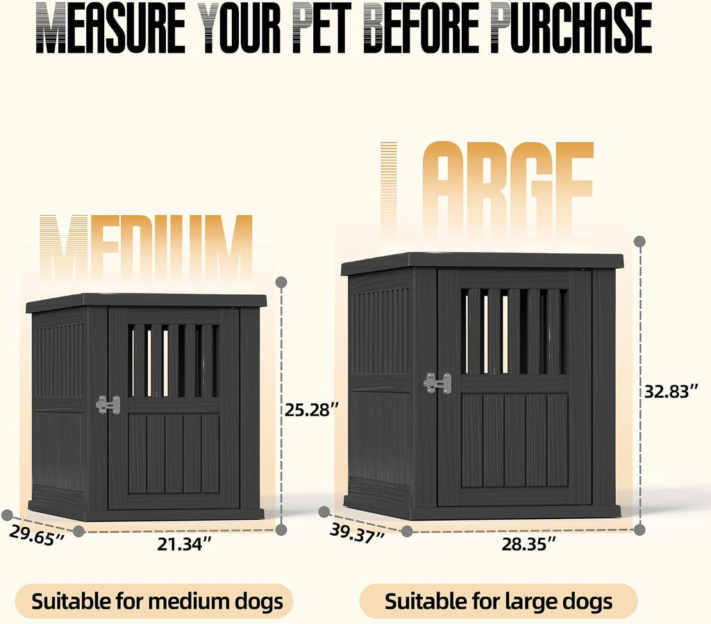 30 inch small dog crate furniture, black, side view