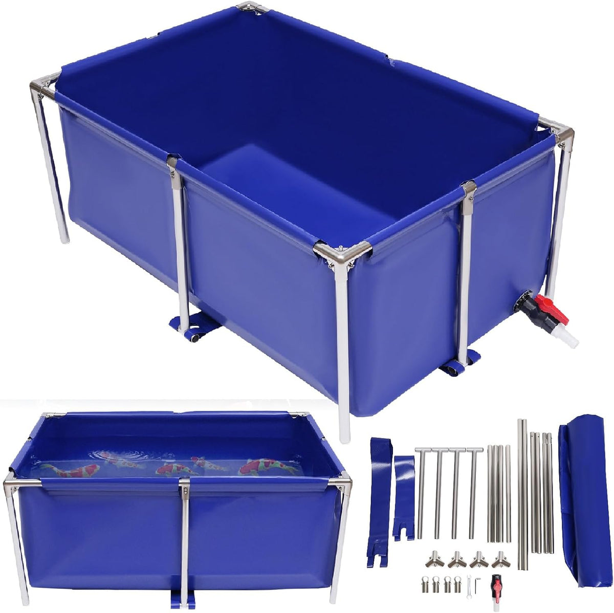 126.8gal canvas fish pond, foldable above ground fish, main product view