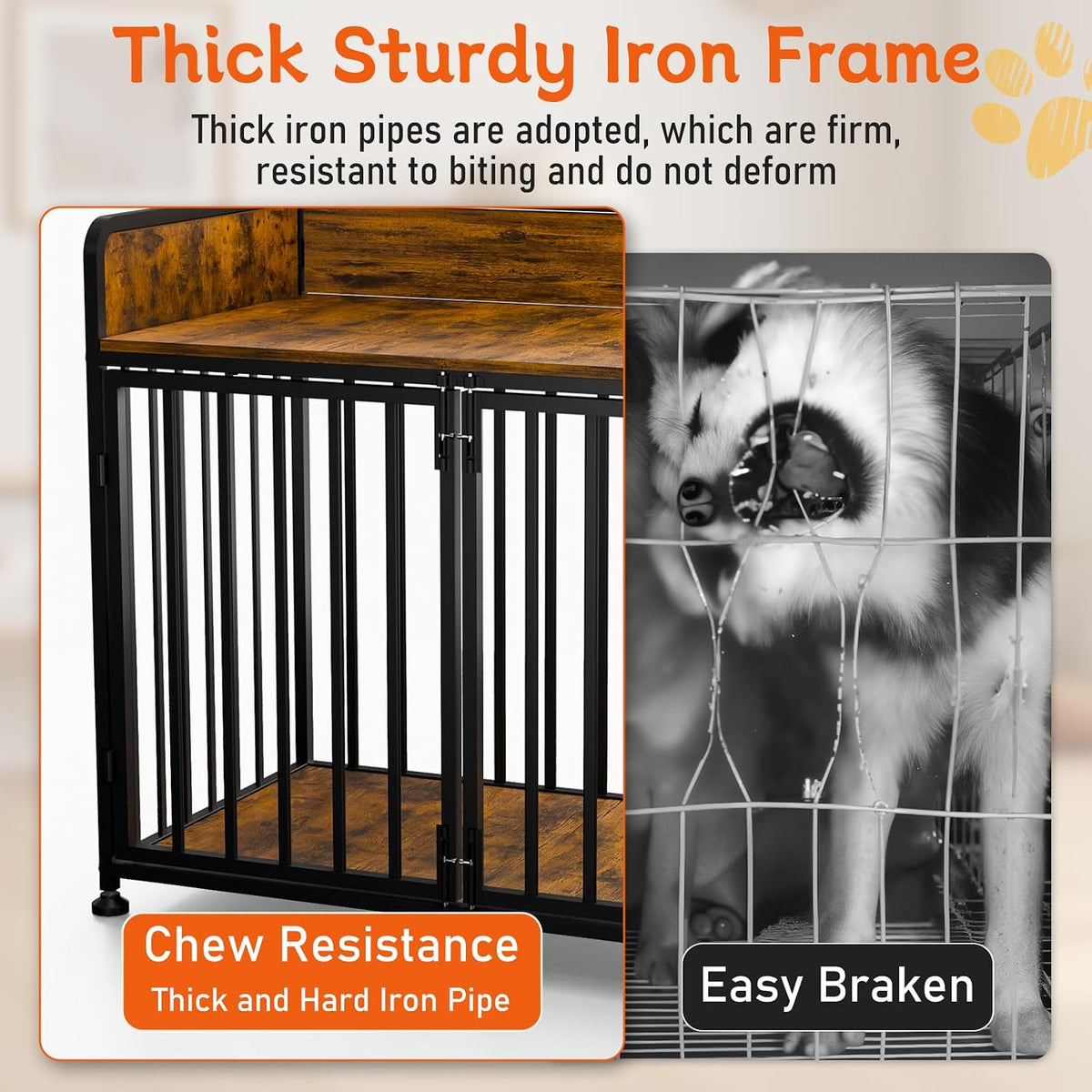 furniture style dog crate, large dog kennel indoor shown in use