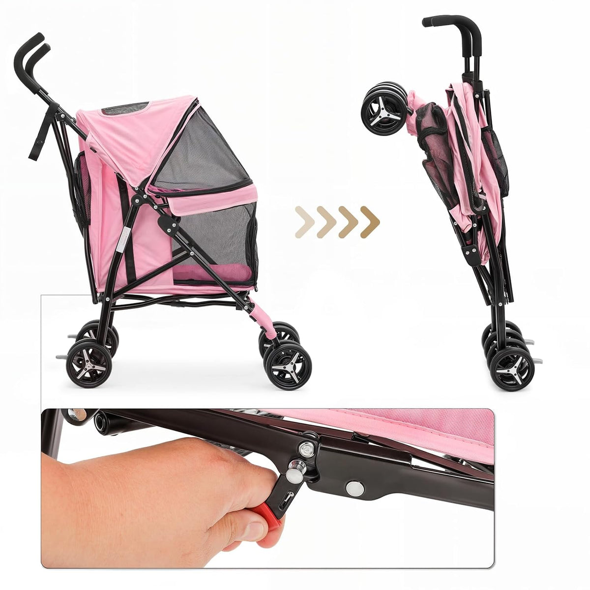 monibloom pet stroller for small/medium dogs and cats on a desk or shelf