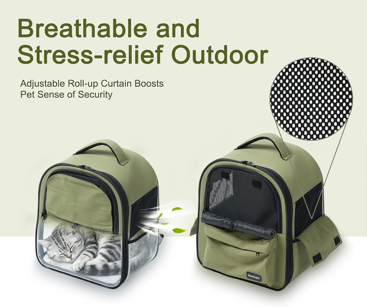 cat carrier dog backpack carrier with anti-collapse bottom, close-up detail