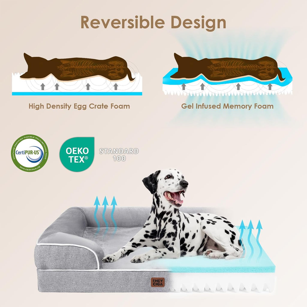 eheyciga orthopedic dog beds large sized dog, waterproof, side view
