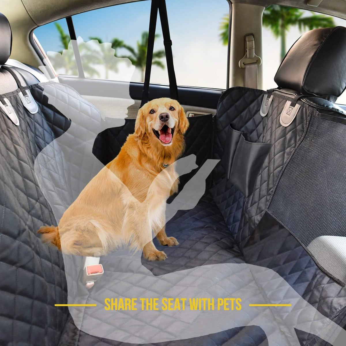 vailge dog car seat cover for back seat, front angle view