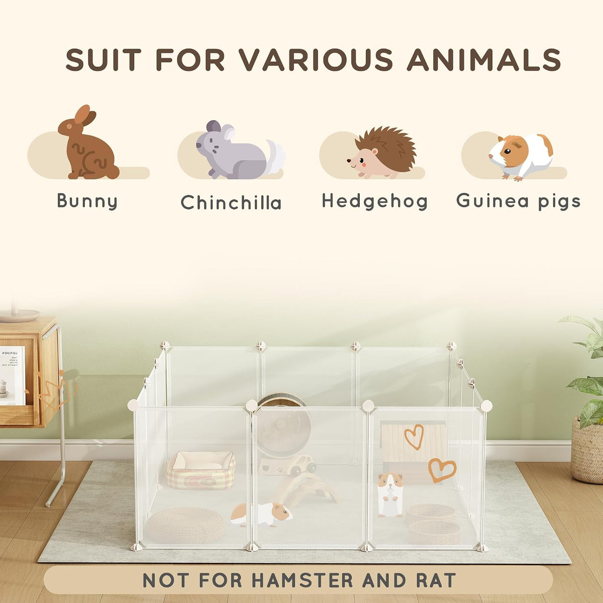 pawhut pet playpen diy small animal cage open, side view