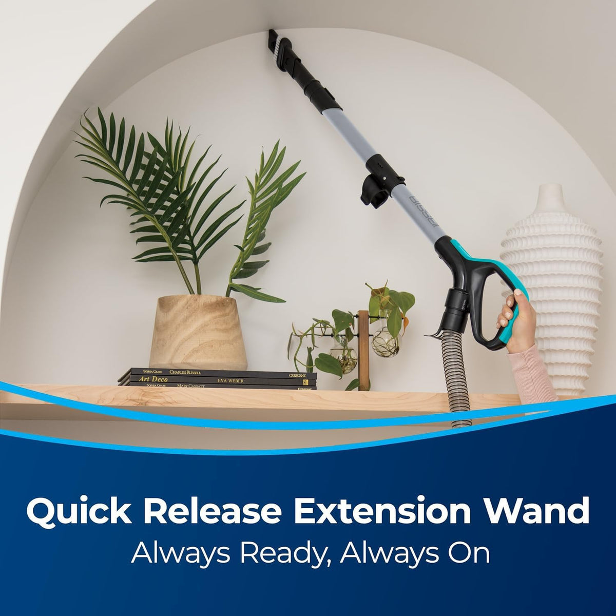 bissell cleanview swivel pet reach, quick release wand, close-up detail