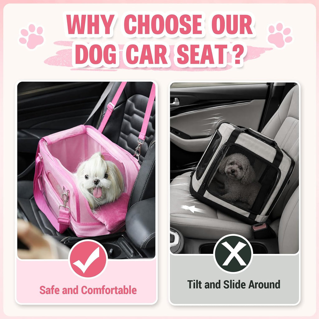 center console dog car seat for small dogs, close-up detail