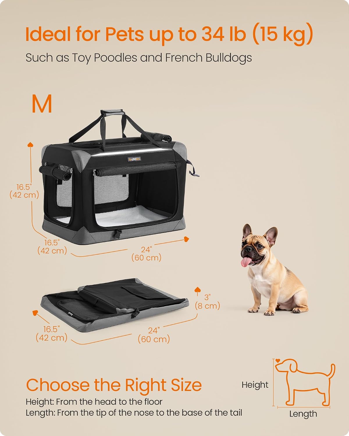feandrea collapsible dog crate, portable pet travel crate, package contents