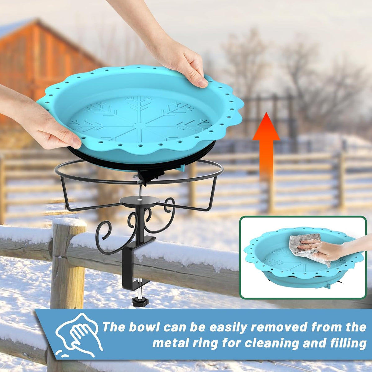 100w heated bird baths for outdoors, heated birdbath, side view