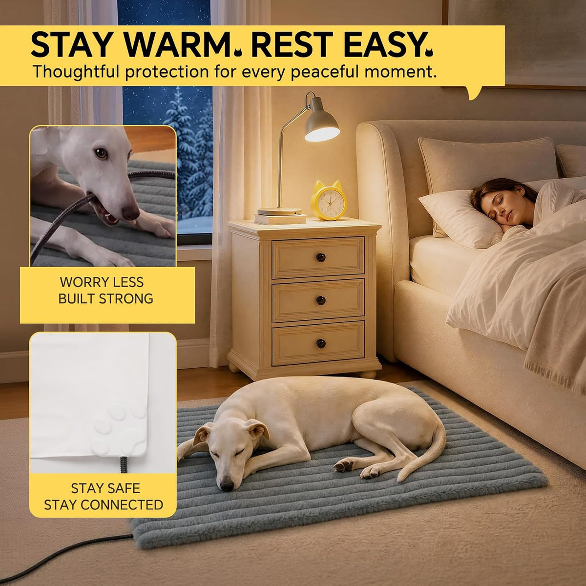 luciphia large dog heating pad electric heated pet, front angle view