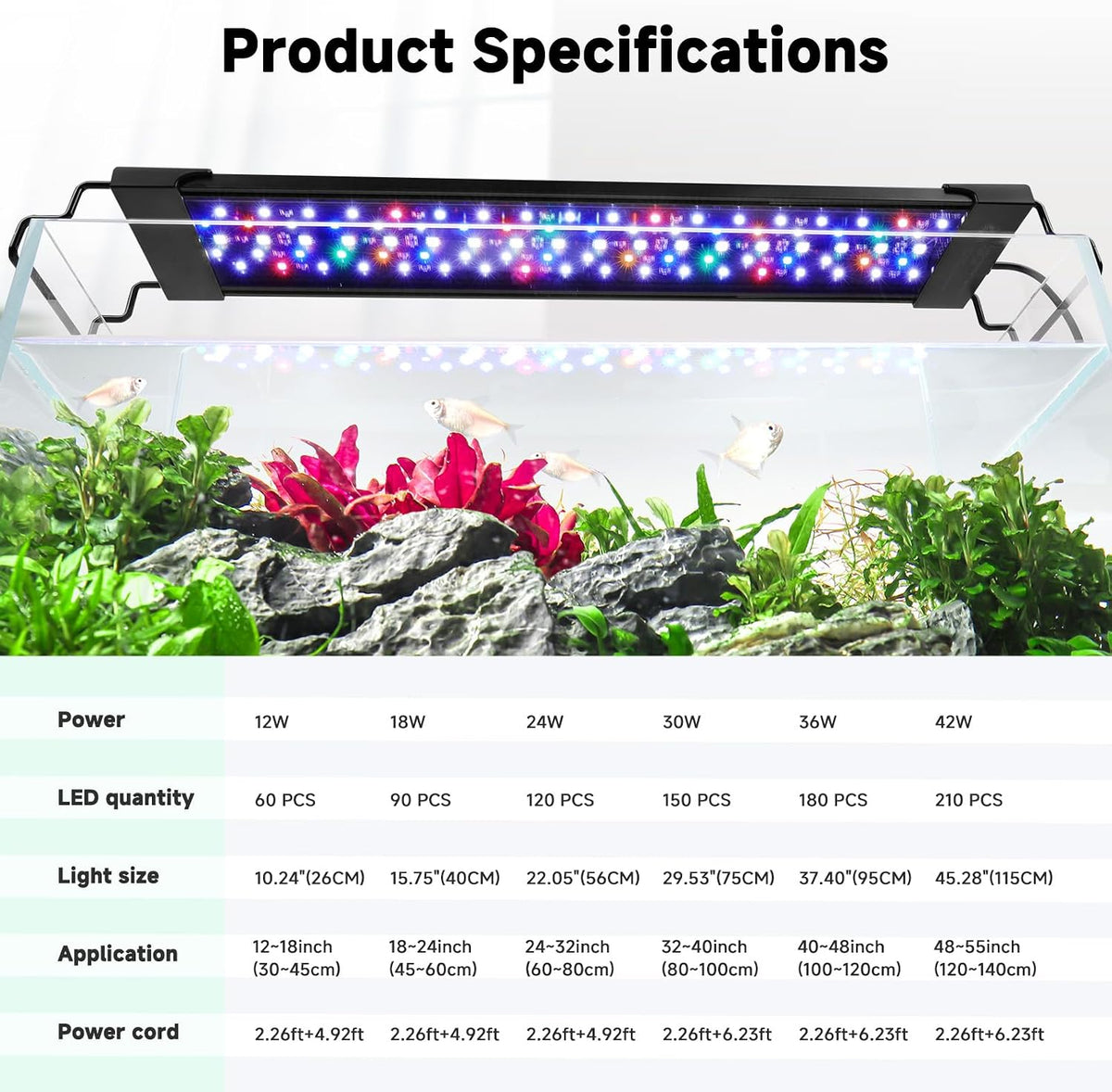aqqa led aquarium light, 24/7 & diy mode on a desk or shelf