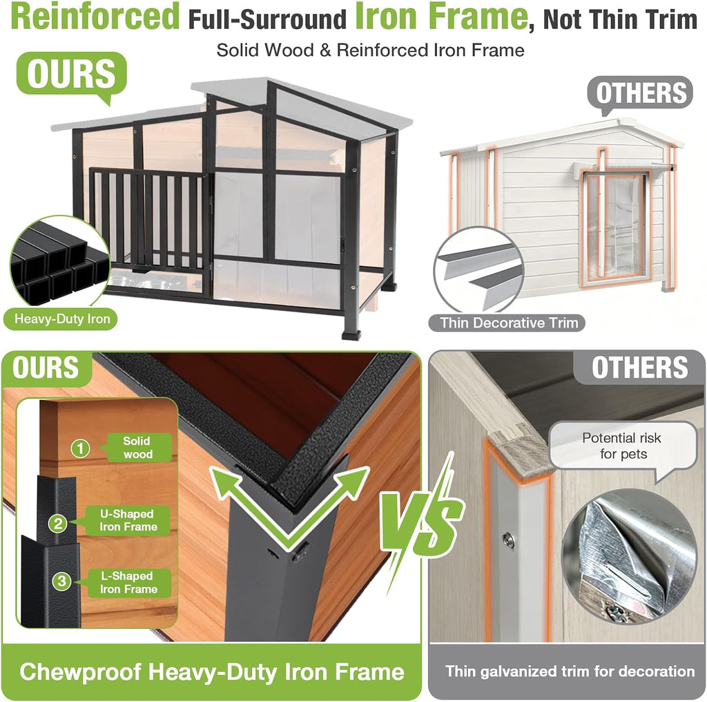 gutinneen large dog house outdoor weatherproof dog kennel shown in use