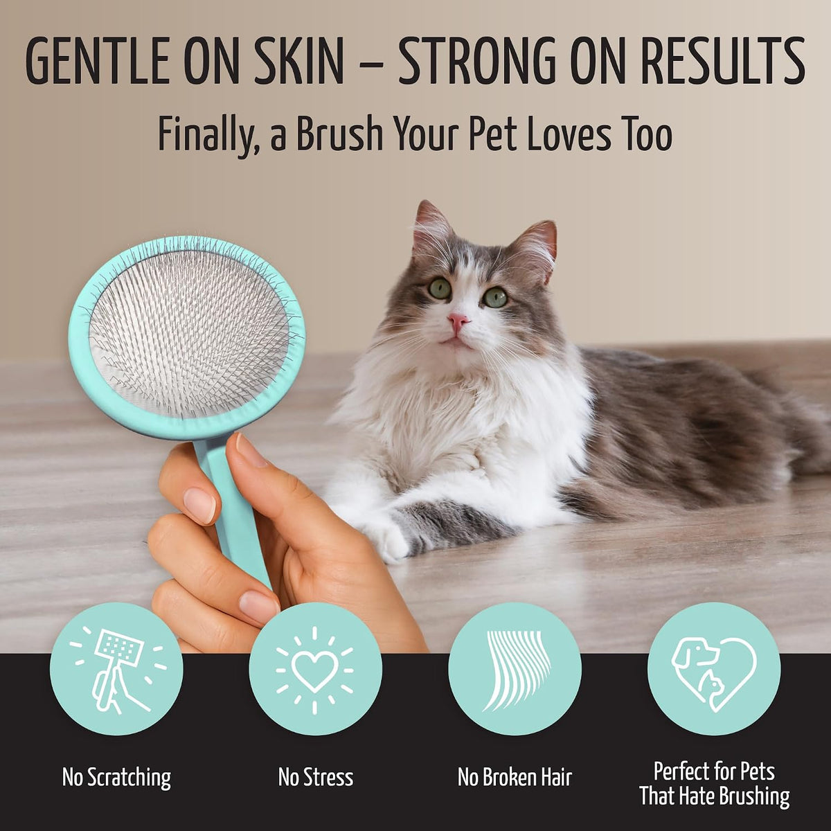tauro pro line deshedding wooden brush for dogs showing dimensions