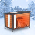 outdoor insulated wooden dog house weatherproof metal frame, main product view