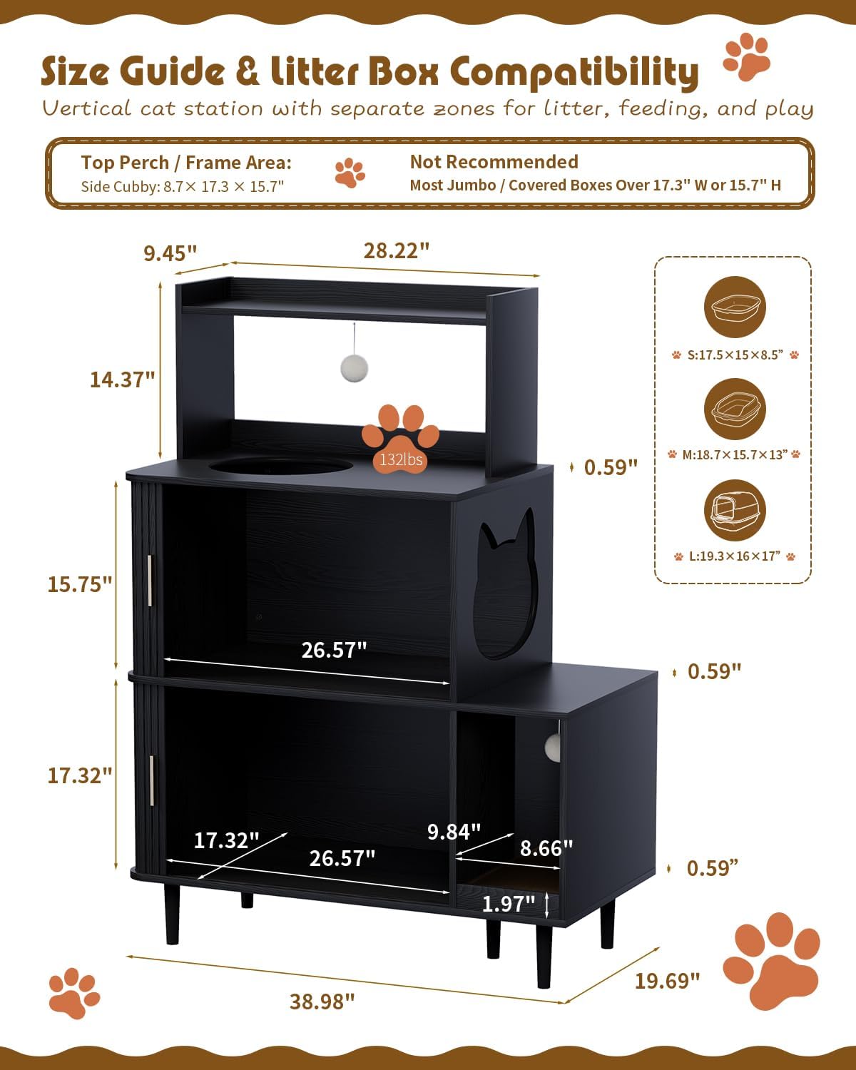 dhh double cat litter box enclosure furniture for shown in use