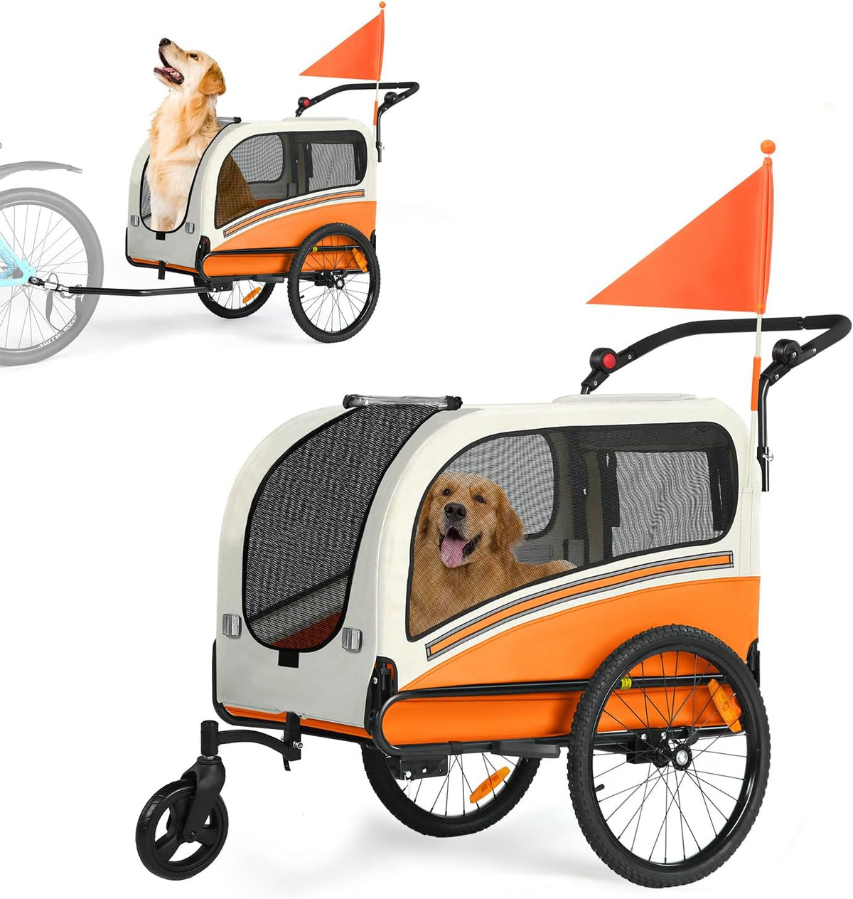 sepnine dog bike trailer, supports up to 110, main product view