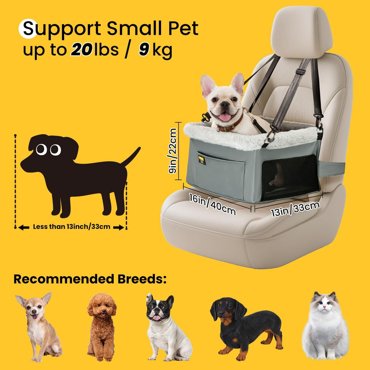 conlun 2-pack dog car seat | steel frame shown in use