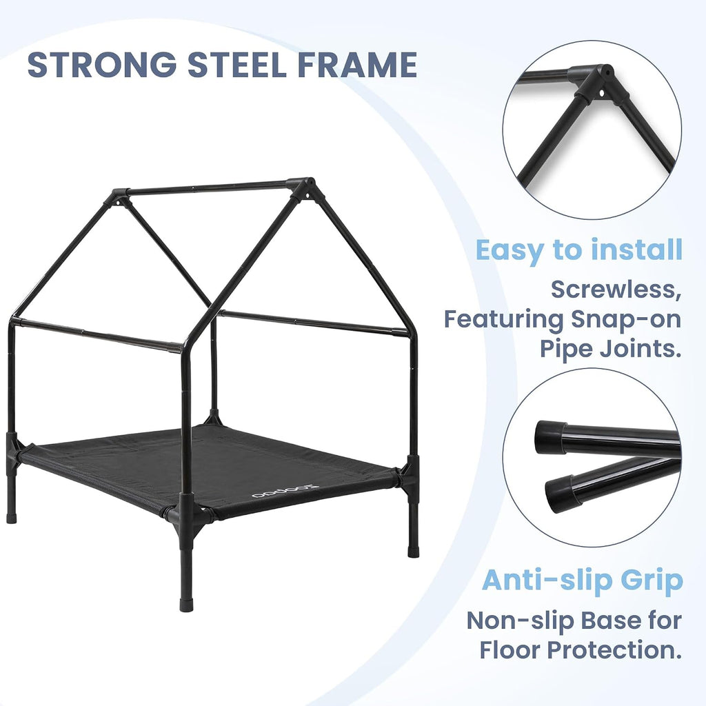 zooba large dog house outdoor, 36in elevated 2-in-1, front angle view