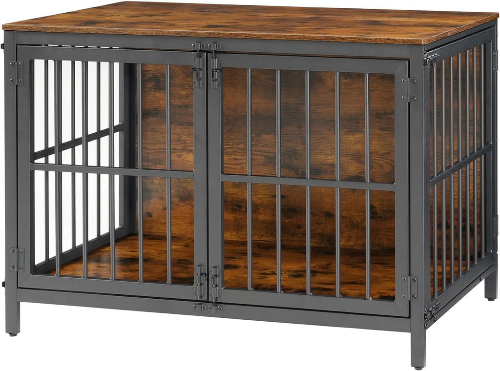 hoobro heavy duty dog crate furniture, 39.4" wooden, front angle view