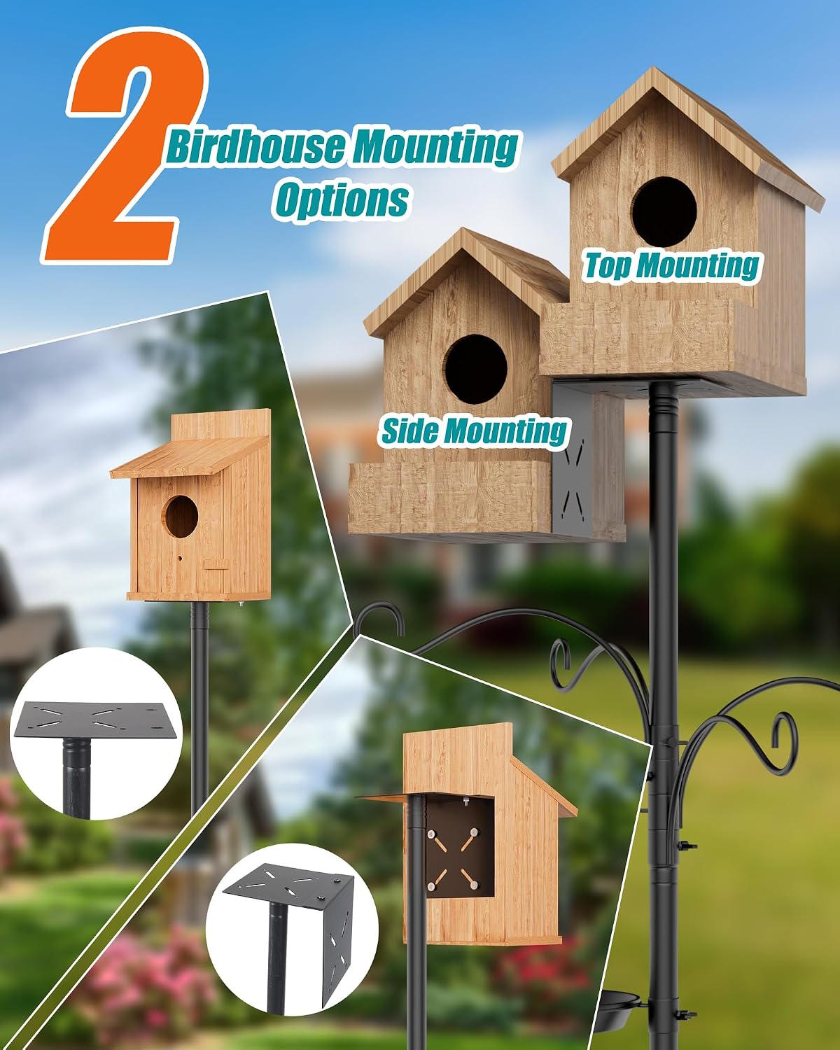 bird feeder pole 92 inch, bird squirrel proof, close-up detail
