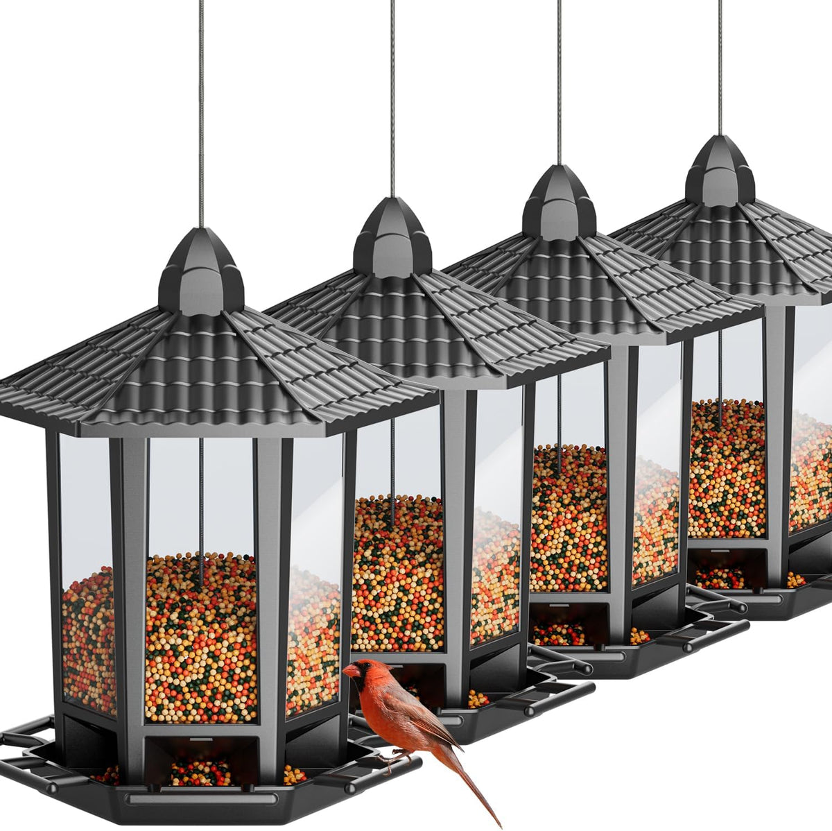 birdream 4 pack bird feeders for outdoor hanging, main product view