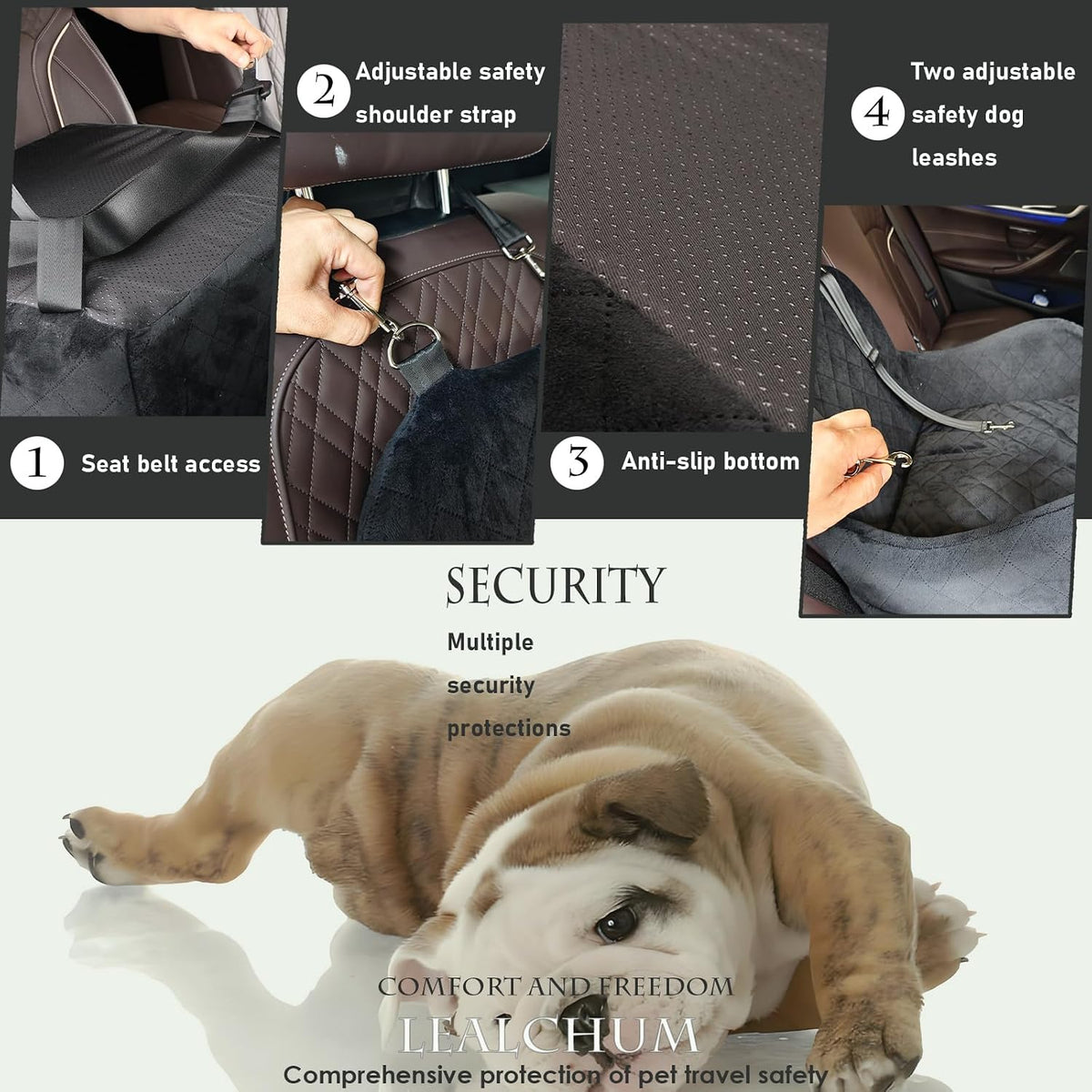 lealchum dog booster car seat for s/m dogs, side view