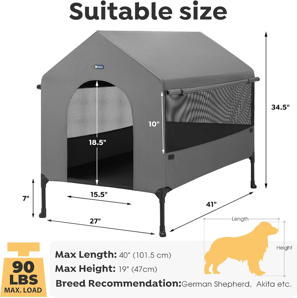 veehoo 41" dog house, 2-in-1 large dog house, package contents