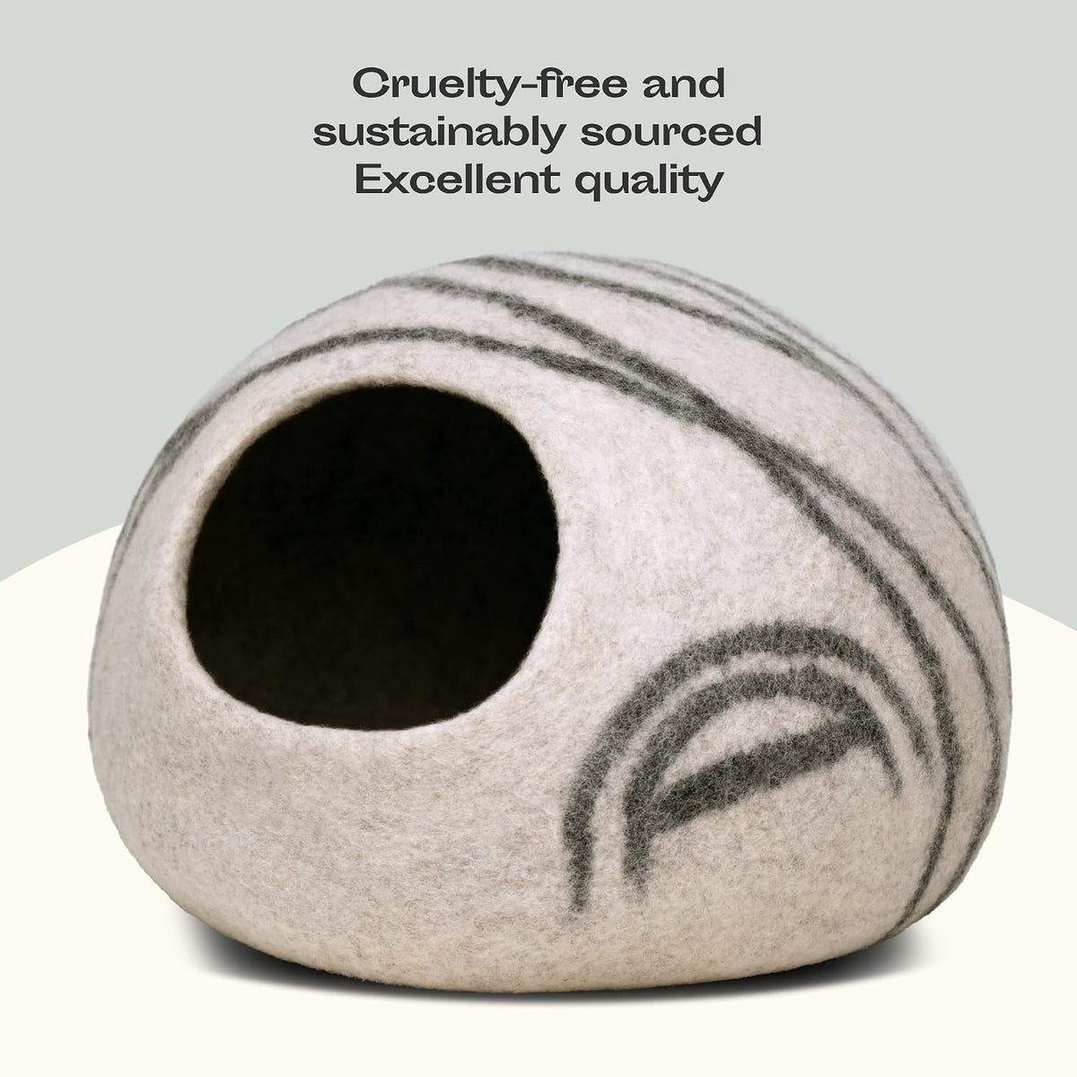 meowfia cat cave - merino wool bed for showing dimensions