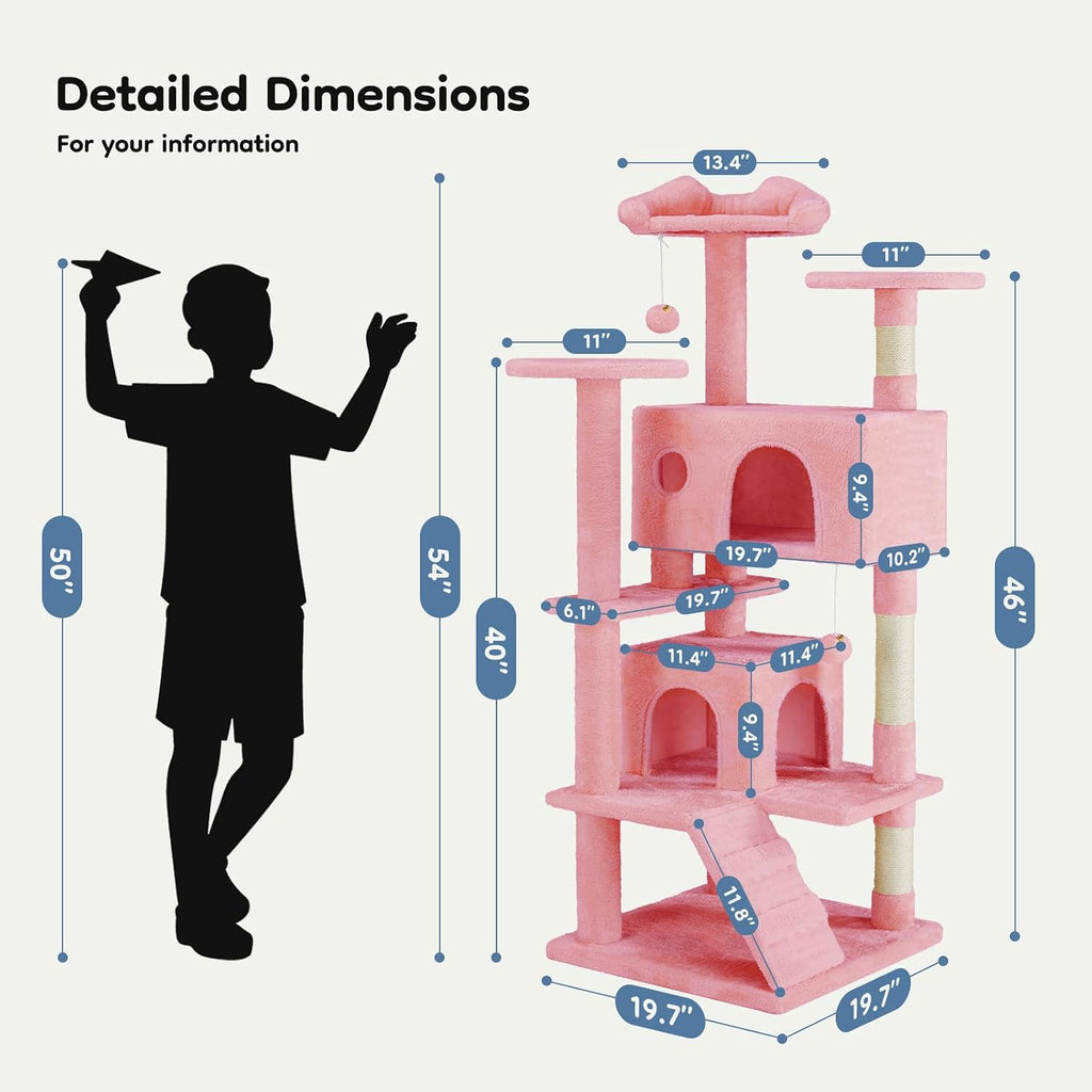 dumos 54-inch cat tree tower with scratching posts, package contents