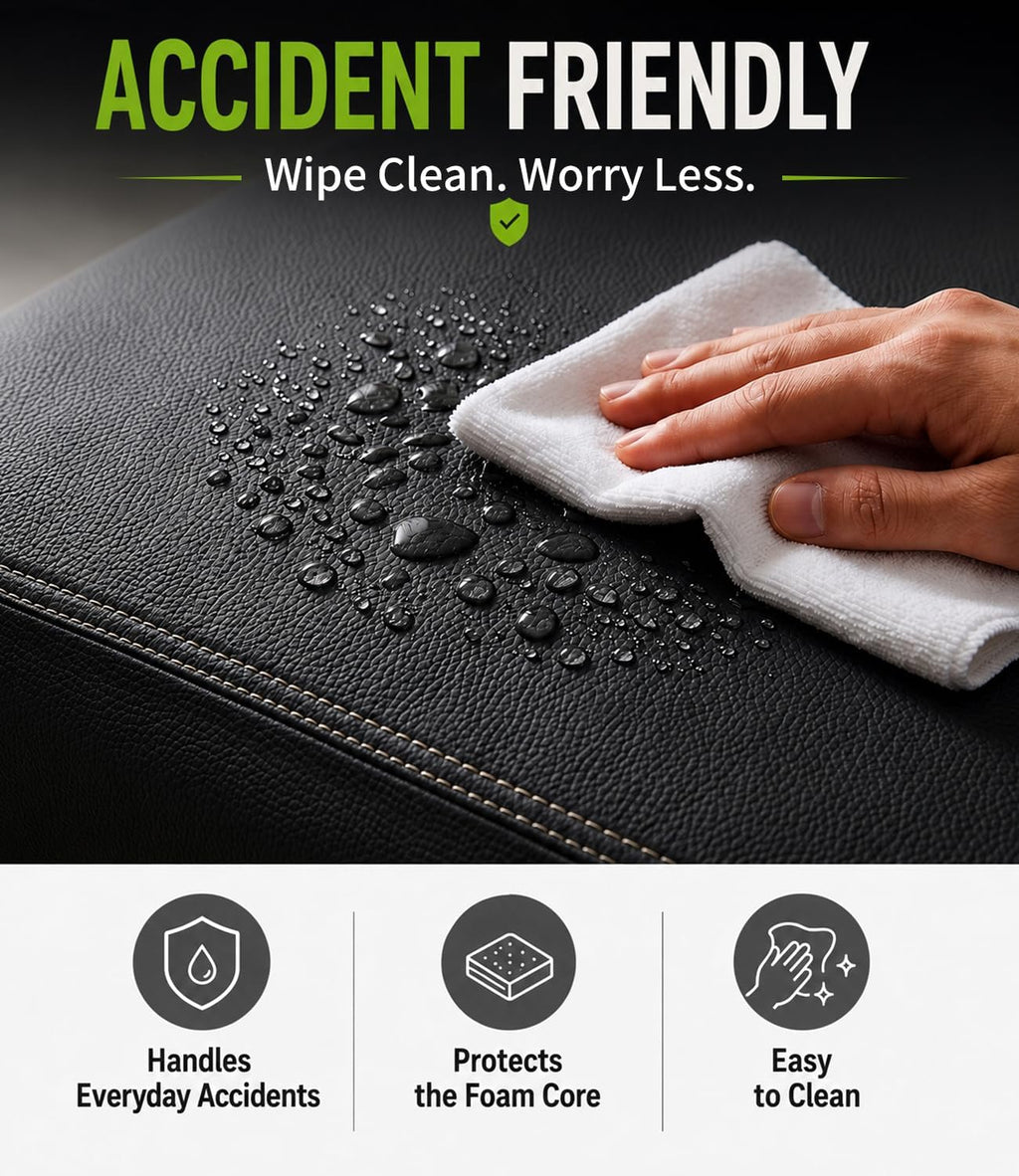 waterproof leather dog bed crate mat pet pad, close-up detail