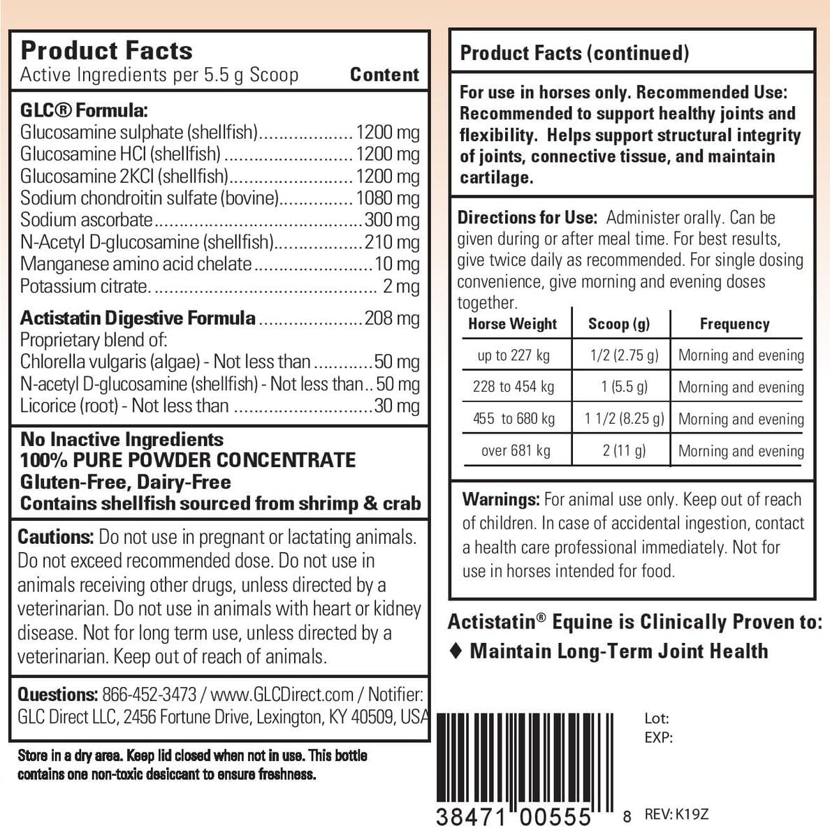 actistatin equine powder - horse joint supplement, close-up detail