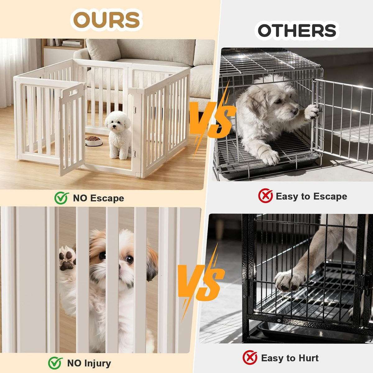 dog playpen indoor,puppy playpen,white 30.3" h, 8 panels, close-up detail