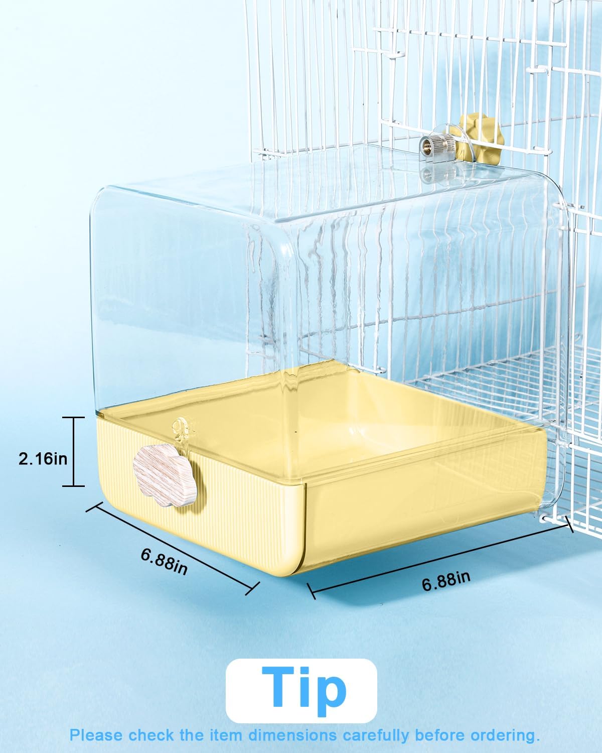 hanging bird bath for cage, 3 in 1, close-up detail